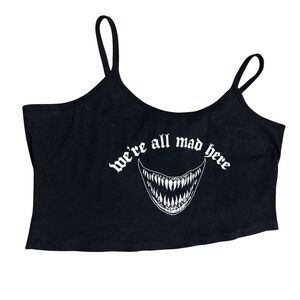 Black & White Hot Topic Alice & Wonderland Alt Plus Emo Goth Punk Crop Top 3X